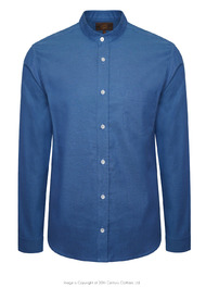 Tommys Collarless Shirt - Mid Blue