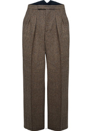 Fishtail Back Trousers - Brown Herringbone