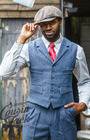 Revere Waistcoat - Navy Herringbone