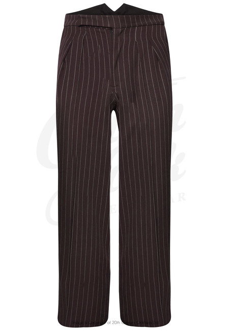 Fishtail Back Trousers - Pin Stripe Brown